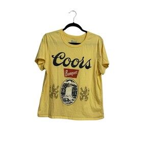 Coors Banquet Beer Graphic T Shirt Size L Hybrid Apparel Yellow